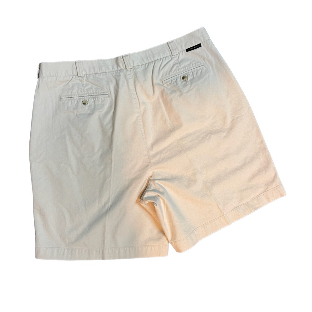 Perry Ellis Pleated Chino Shorts Mens Size 42 Tan Slash Pocket Cotton